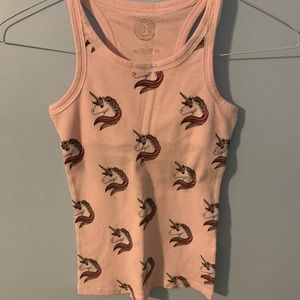 Girls TankTop By SO Size 14 Color Pink W/ Unicorns